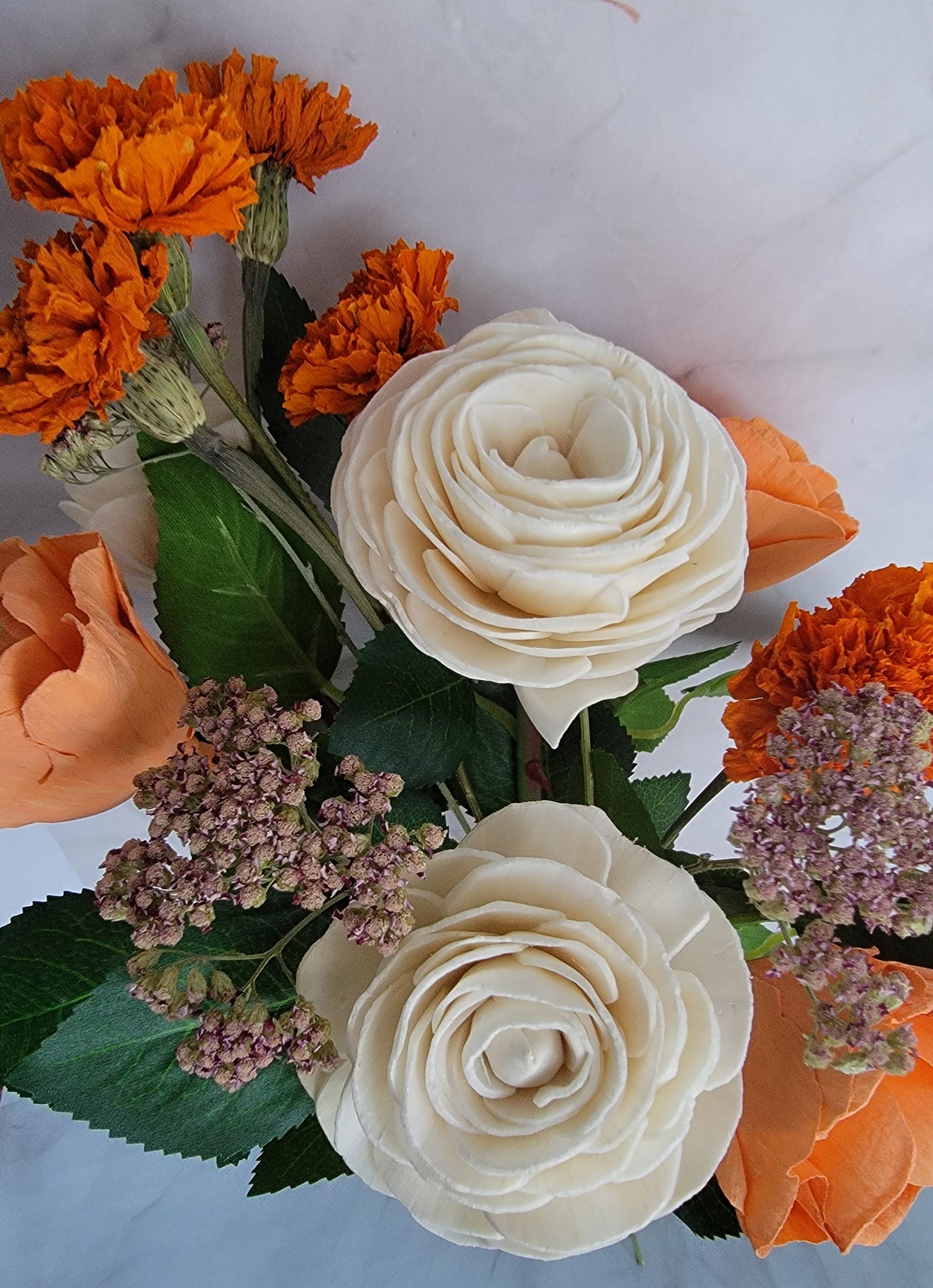 Orange Cream Ready-Made Wood Flower Arrangement