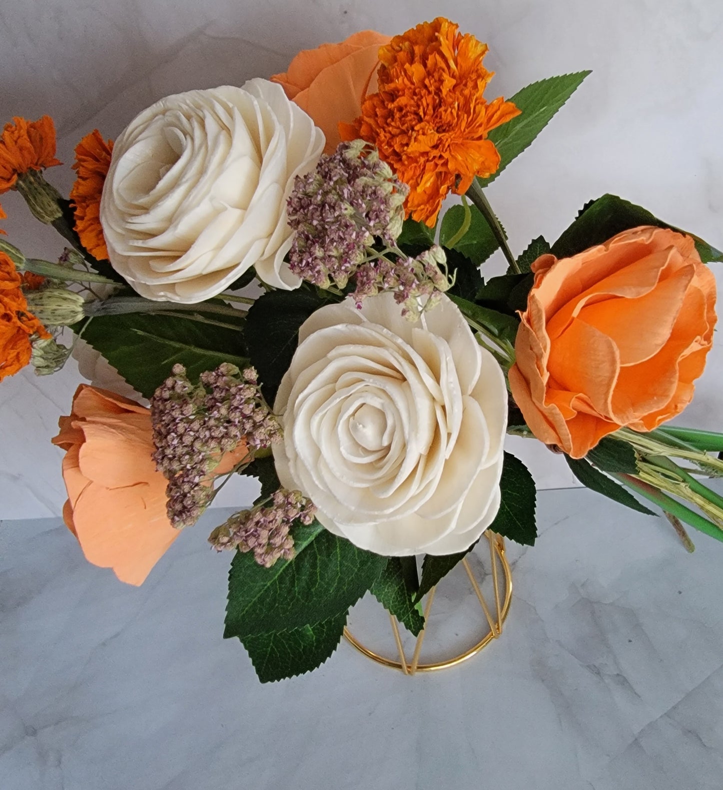 Orange Cream Ready-Made Wood Flower Arrangement