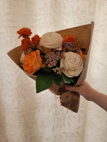 Orange Cream Ready-Made Wood Flower Arrangement