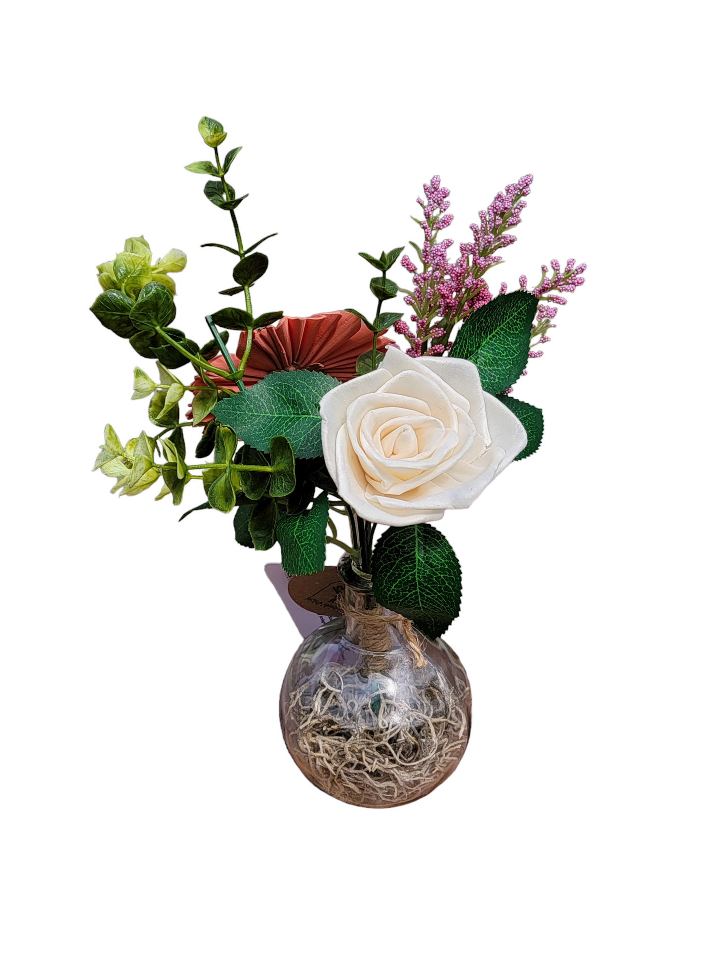 Peaches and Cream Wood Flower Vase Arrangement