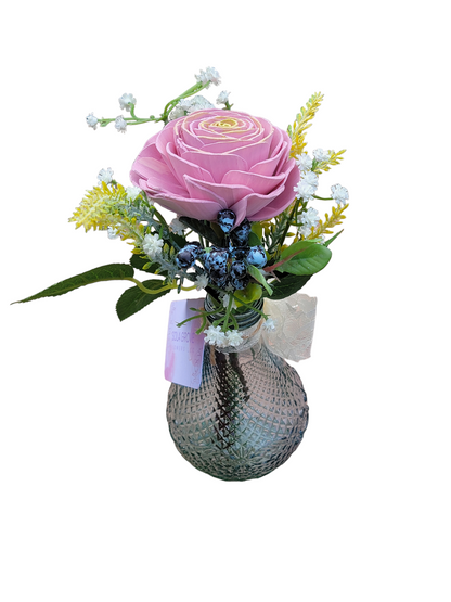 Blueberry Single Wood Flower Vase Arrangement